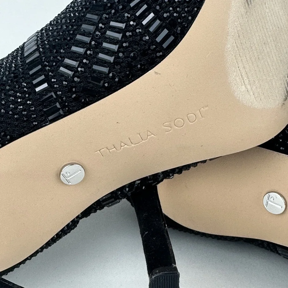 Thalia Sodi Kami Womens US 9 Embellished Heel Bootie Black Flyknit